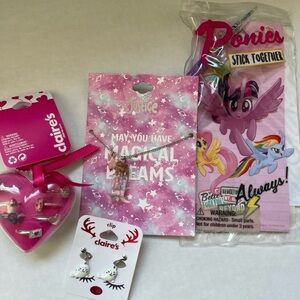 New Justice Claire’s girls necklace earrings rings lot set